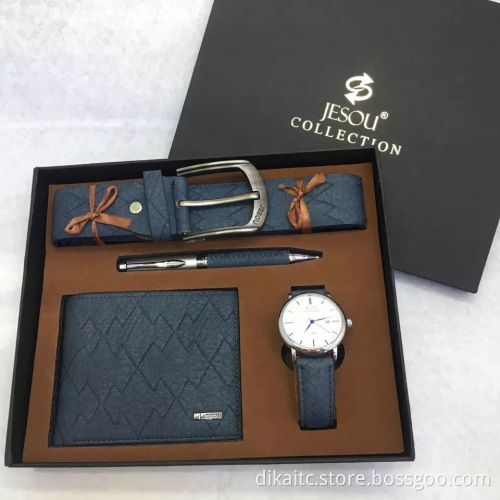 Luxury Top Brand Men's Fashion Watch Set High Quality Leather Belt Sunglasses Jewelry Watches Gift Set Business Wristwatch Male